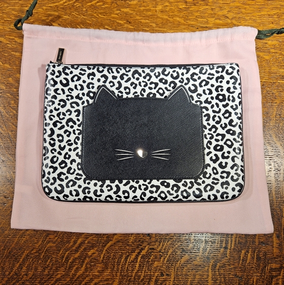 kate spade Handbags - Kate Spade Meow Cat Large Zip Pouch With Dustbag